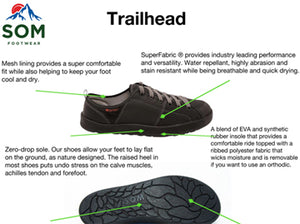Tech sheet of the Trailhead, the most sport-driven shoes made by SOM.