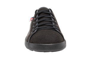 Made in America shoe with wide toe-box and comfortable stylish feel with syhetic suede and faux leather.